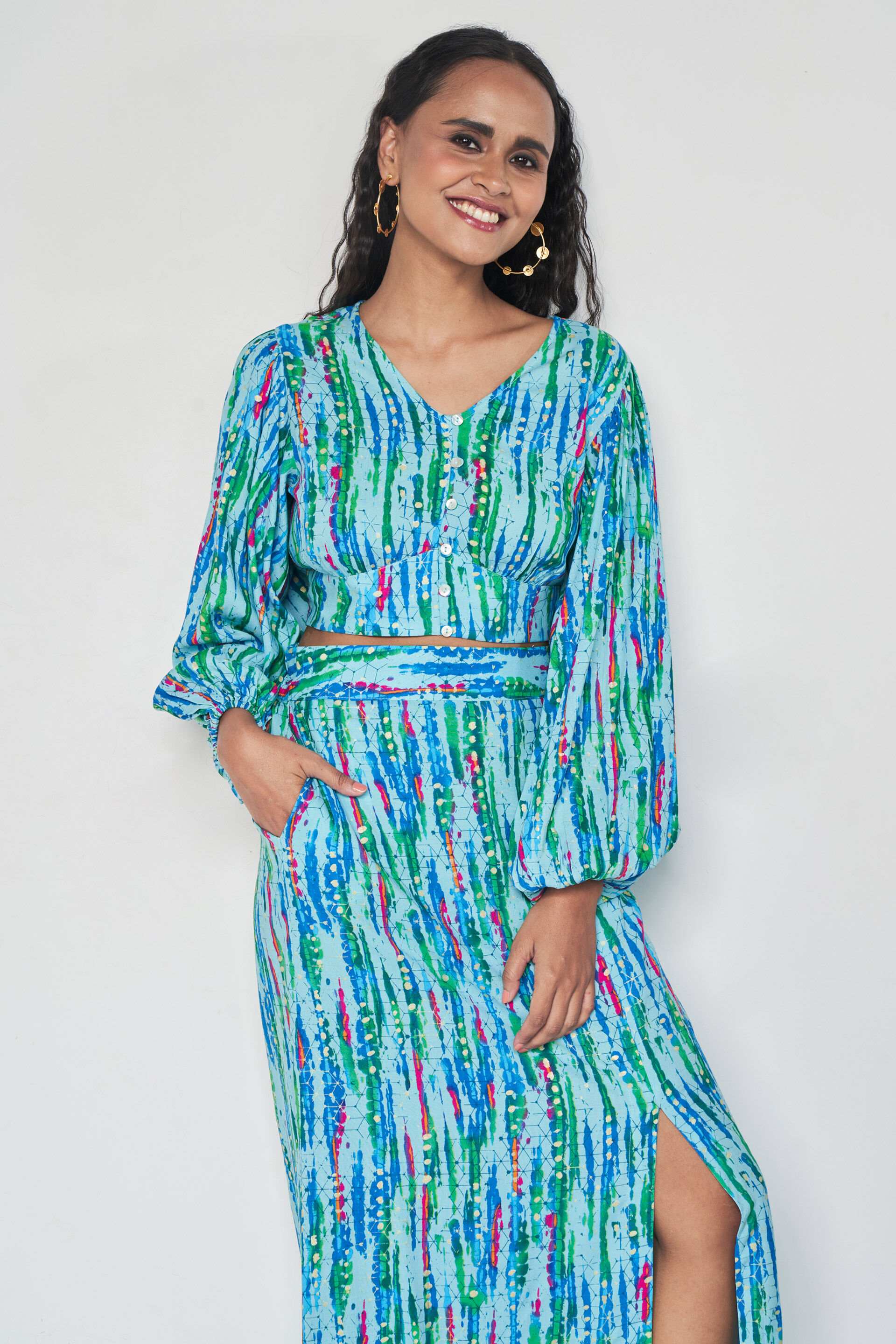 Myra Co-ords Set, Aqua, image 3